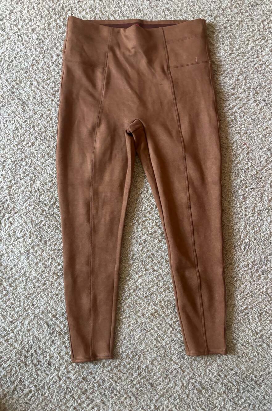 Spanx Faux Suede Leggings in Rich Caramel Brown Size 1X